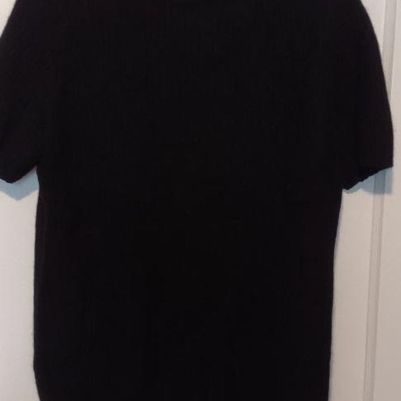 Short Sleeve Cashmere Sweater, Black XL - Picture 2 of 4